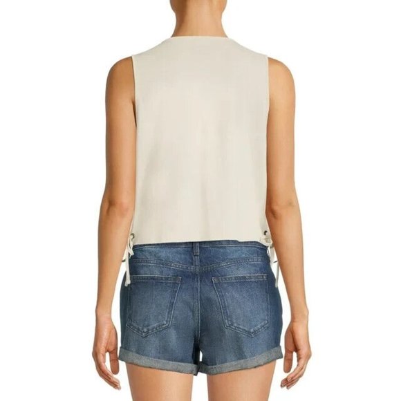 Mickey Mouse Women's Graphic Print + Side Tie Knit Tank Top Size L/G (11-13) - Picture 2 of 3